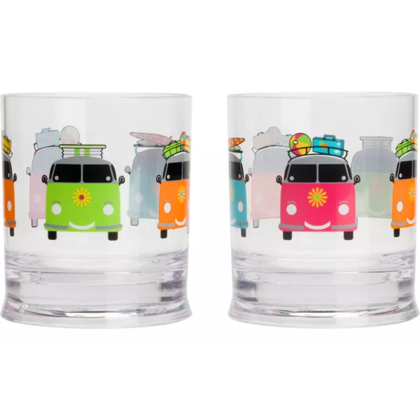 Trinkglas Glas 2er Set Flamefield Campers Smiles 310 ml Caravan Camping Wohnwagen Wohnmobil