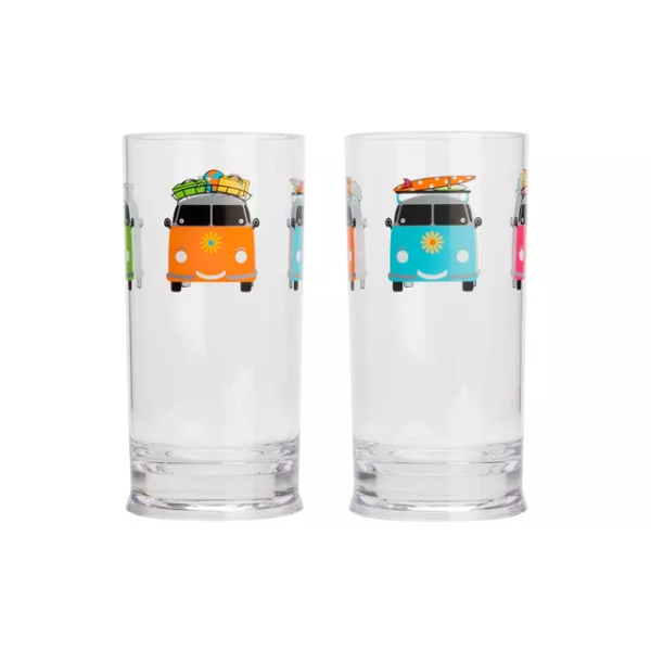 Trinkglas Glas 2er Set Flamefield Campers Smiles 480 ml Caravan Camping Wohnwagen Wohnmobil