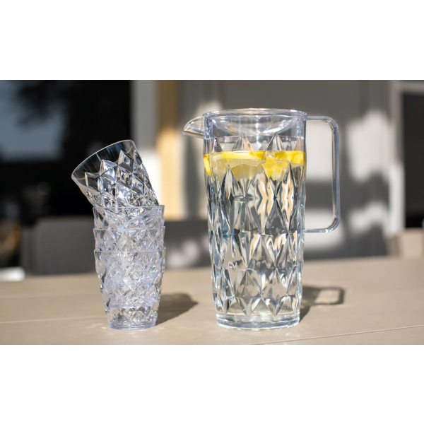 Kanne inkl. Trinkbecher Becher Koziol Crystal 1,6 Liter Caravan Camping Wohnmobil Wohnwagen