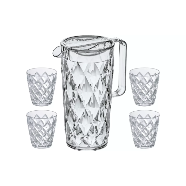 Kanne inkl. Trinkbecher Becher Koziol Crystal 1,6 Liter Caravan Camping Wohnmobil Wohnwagen