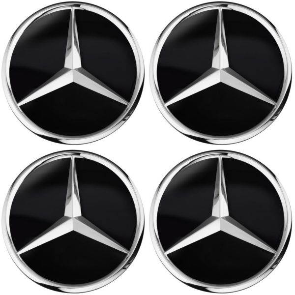 Radnabenabdeckung Nabenkappe Mercedes Benz schwarz matt Stern erhaben schwarz matt 66,8mm