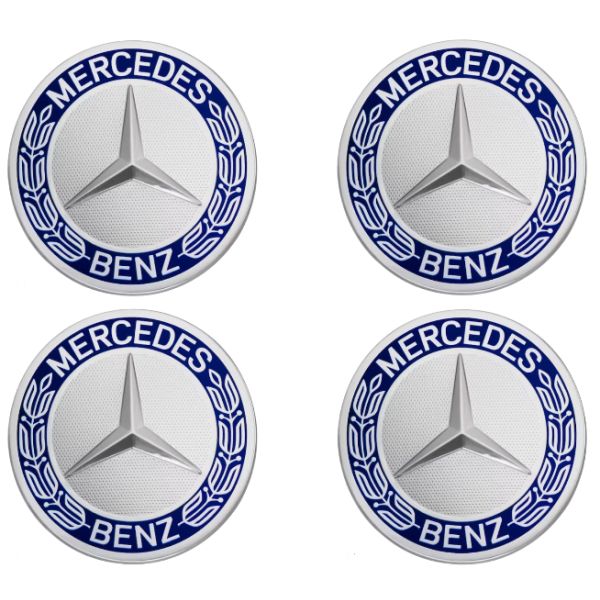 Mercedes Benz original Radnabenabdeckung Nabenabdeckung Stern mit Lorbeerkranz blau klassisches Design