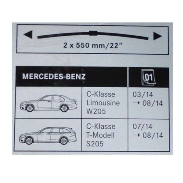 a2058202300 mercedes benz teilesatz wischerblätter vorne rechts links typ b klammerbefestigung c klasse w205 flachbalkenwischer einfache installation montage