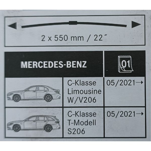 a2068201500 mercedes benz teilesatz wischerblätter vorne rechts links c klasse w206 e klasse w214 flachbalkenwischer einfache installation montage 