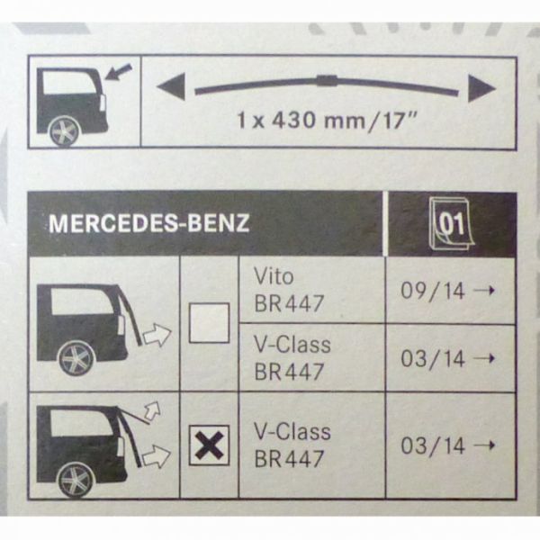 a4478203400 mercedes benz ersatzteil wischerblatt hinten heckklappe hecktür separat öffnend v klasse w447 flachbalkenwischer einfache installation montage 